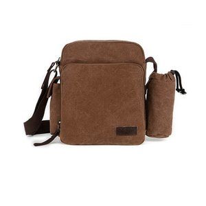 M.G. Canvas Shoulder Messenger Bag mu8570. Coffee
